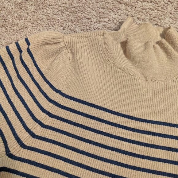 Ann Taylor Ribbed Striped Sweater - Tan/Navy - Picture 4 of 6